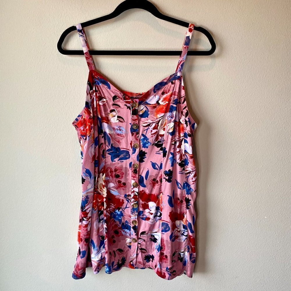 Torrid Blush Pink Floral Stretch Challis Fit & Flare Cami 2X